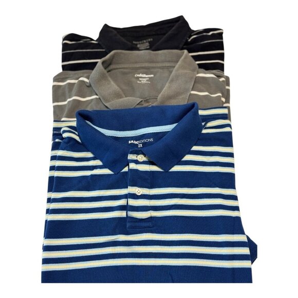 Structure Polo Shirts Mens Size XXL Blue Black Gray Multicolor Bundle(3) Stripes - Picture 1 of 11